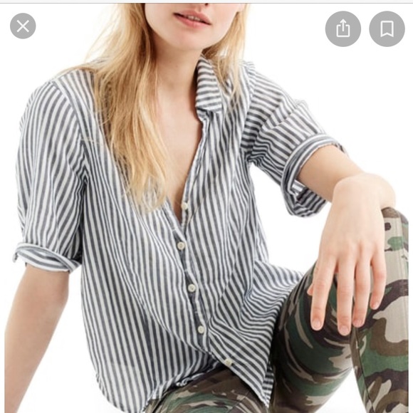 JCrew short sleeve striped blouse xs - Picture 10 of 11